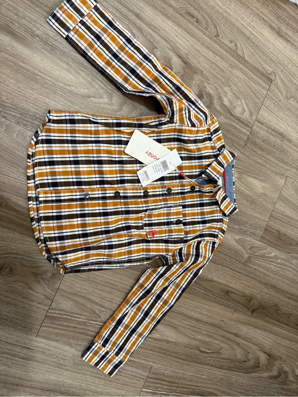 Poney brand boys' long-sleeve plaid button-down shirt i - Picture 3 of 4